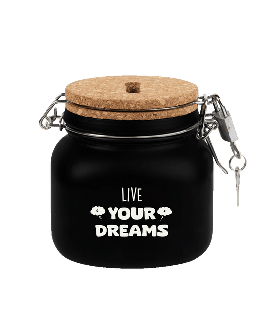 Zwarte Spaarpot Live Your Dreams 12,5cm - Partywinkel - 8716764240034