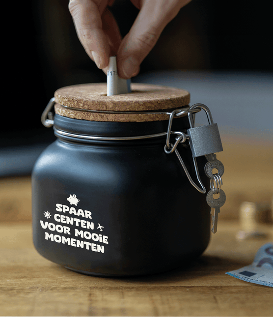 Zwarte Spaarpot Mooie Momenten 12,5cm - Partywinkel - 8716764239793