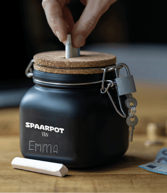 Zwarte Spaarpot Spaarpot Met Naam 12,5cm - Partywinkel - 8716764240218