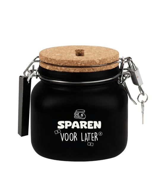 Zwarte Spaarpot Sparen Voor Later 12,5cm van Paper Dreams koop je bij Partywinkel