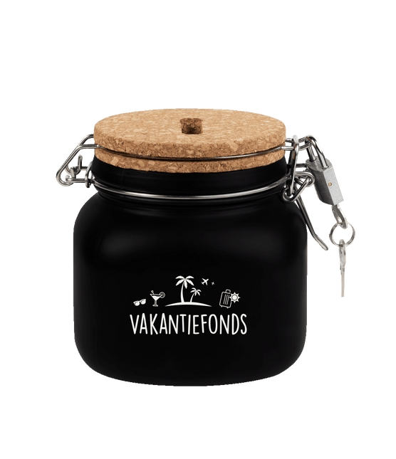 Zwarte Spaarpot Vakantiefonds 12,5cm - Partywinkel - 8716764239915