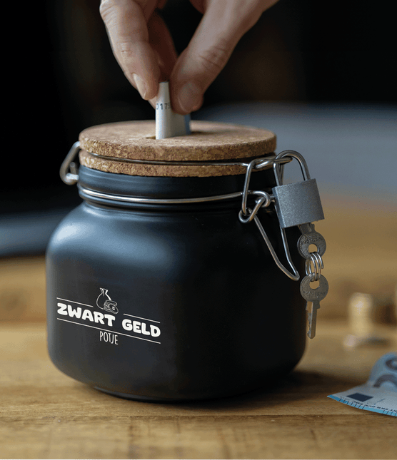 Zwarte Spaarpot Zwart Geld 12,5cm - Partywinkel - 8716764239885
