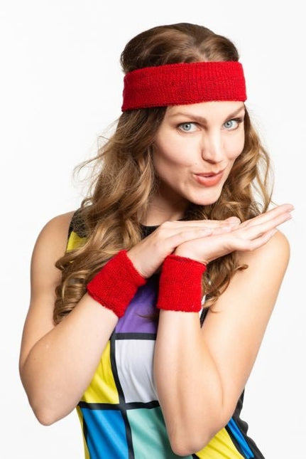 Zweetbandjes Rood 3st van Partychimp koop je bij Partywinkel