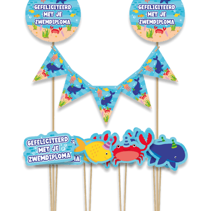 Zwemdiploma Taarttopper 30cm - Partywinkel - 8716764241147